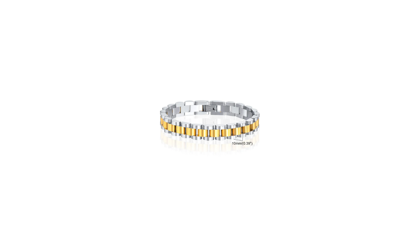 Two-Tone 10mm 7" Watch Band Bracelet