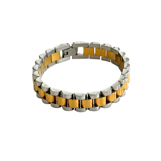 Two-Tone 10mm 7" Watch Band Bracelet