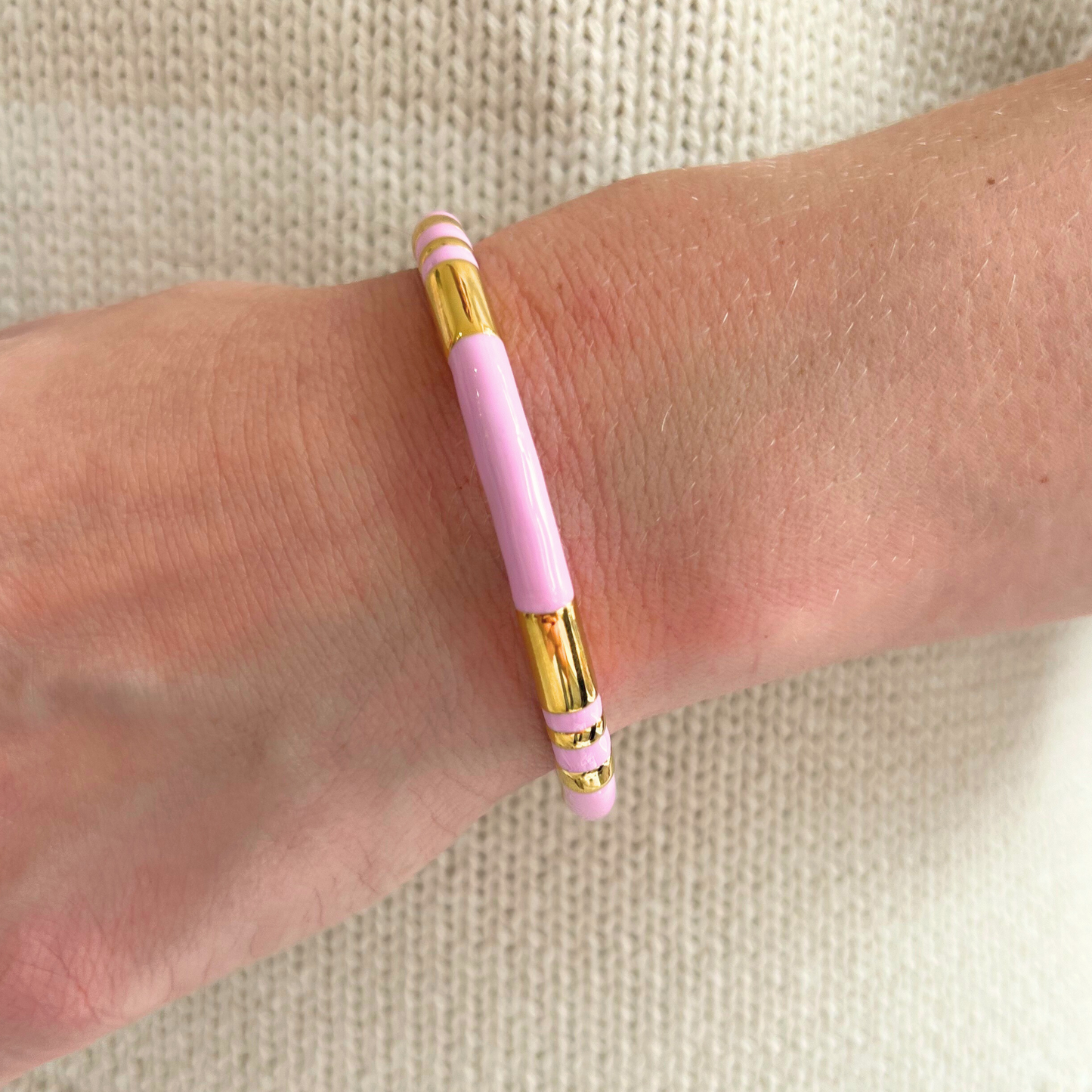 Gold & Pink Enamel Cuff