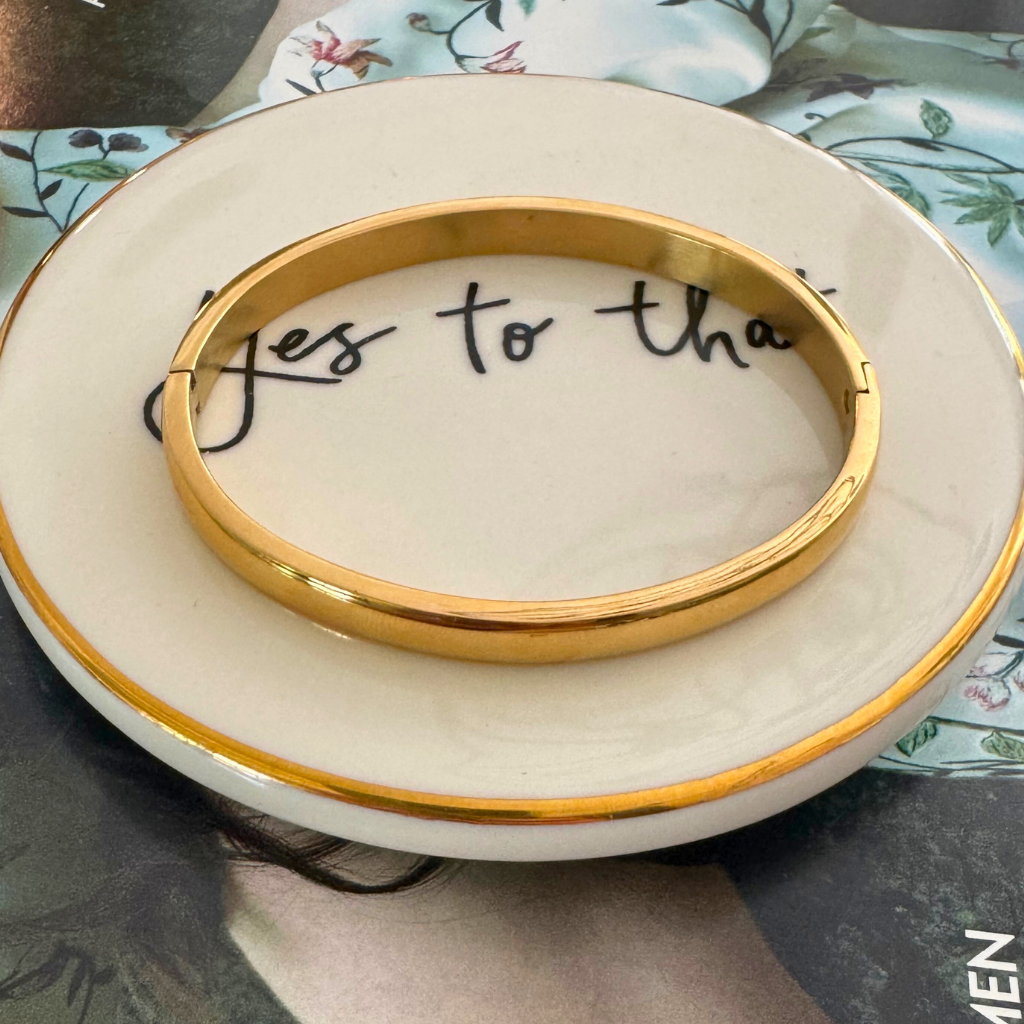 Gold Rounded Oval Bangle