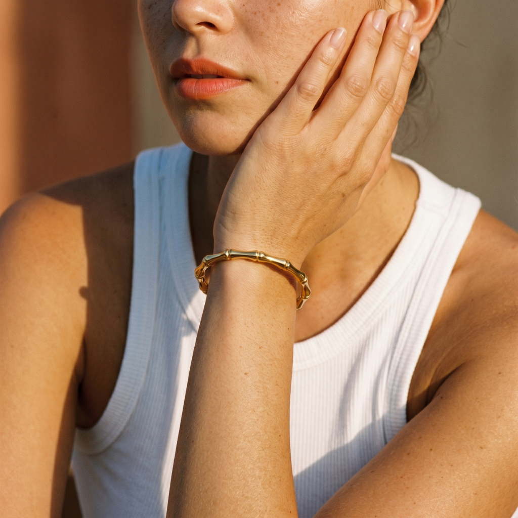 Gold Bamboo Joint Bangle