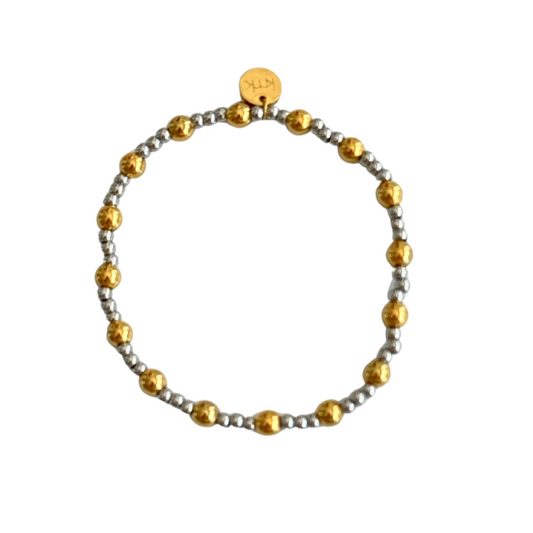 5mm Gold Bead and 3mm Silver Beaded Bracelet
