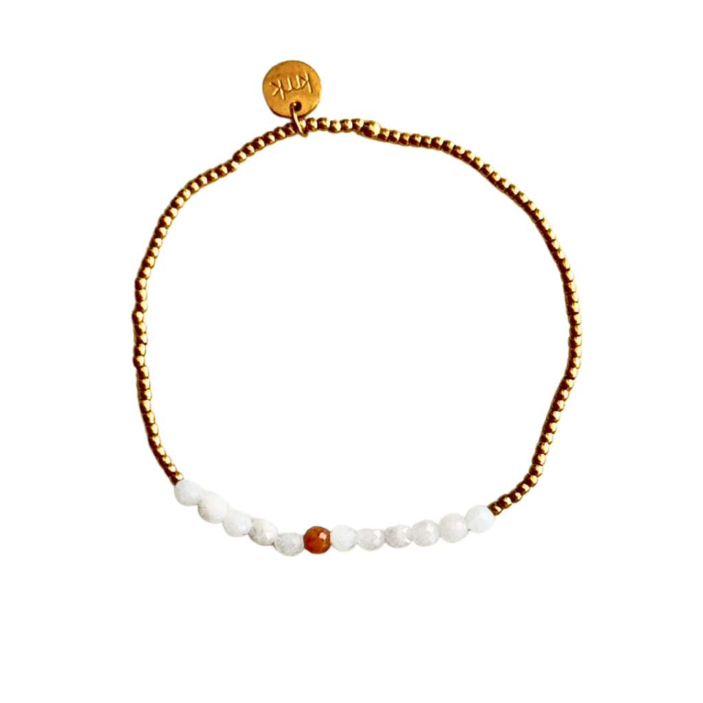 3mm Pink Opal and 2mm Gold Bead Bracelet