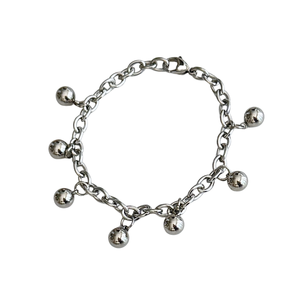 Silver Chain Bracelet with Silver Balls