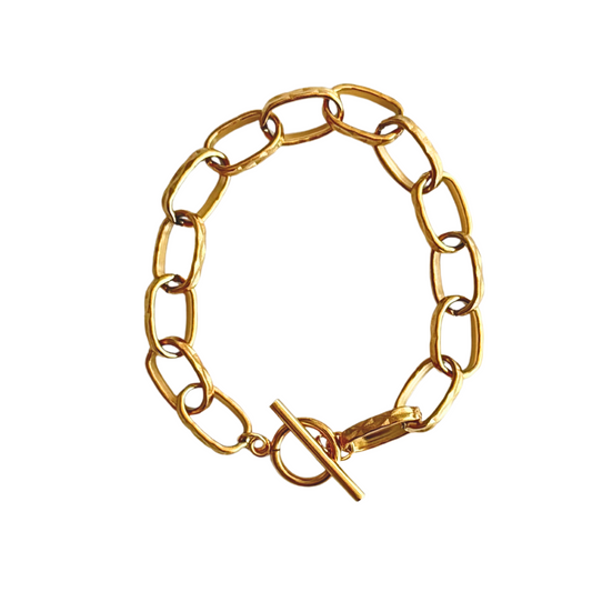 Brushed Gold Toggle Clasp Bracelet
