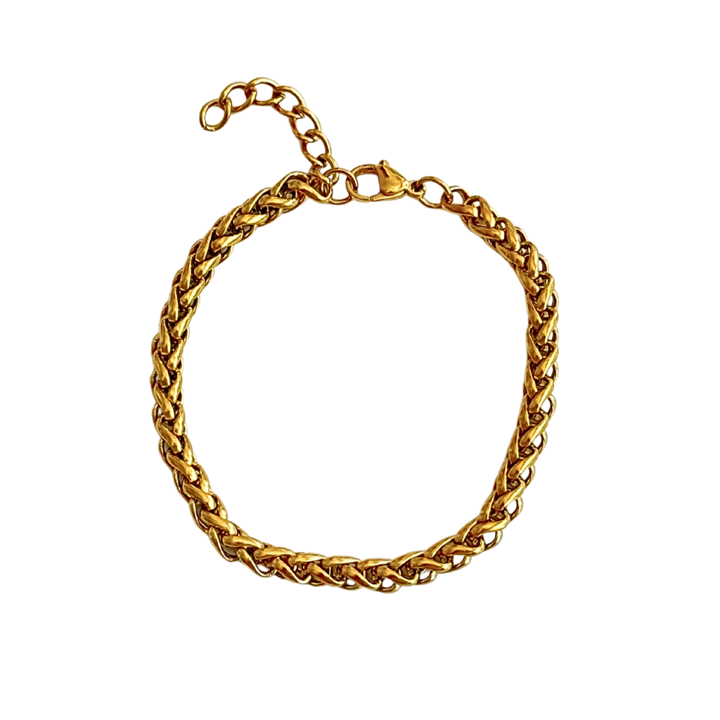 Gold 4mm Wheat Chain Bracelet