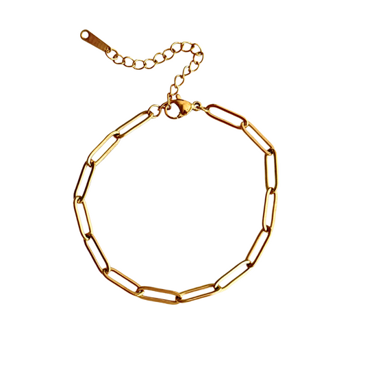 Gold Paperclip Bracelet- 7"