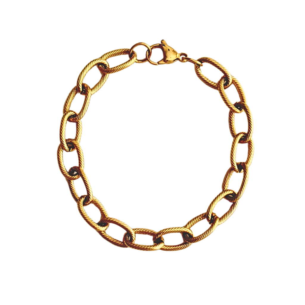Gold Textured Link Bracelet