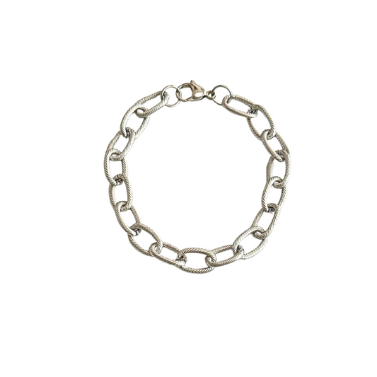 Silver Textured Link Bracelet