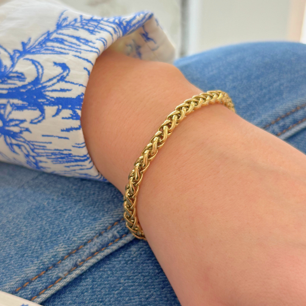 Gold 5mm Wheat Chain Bracelet