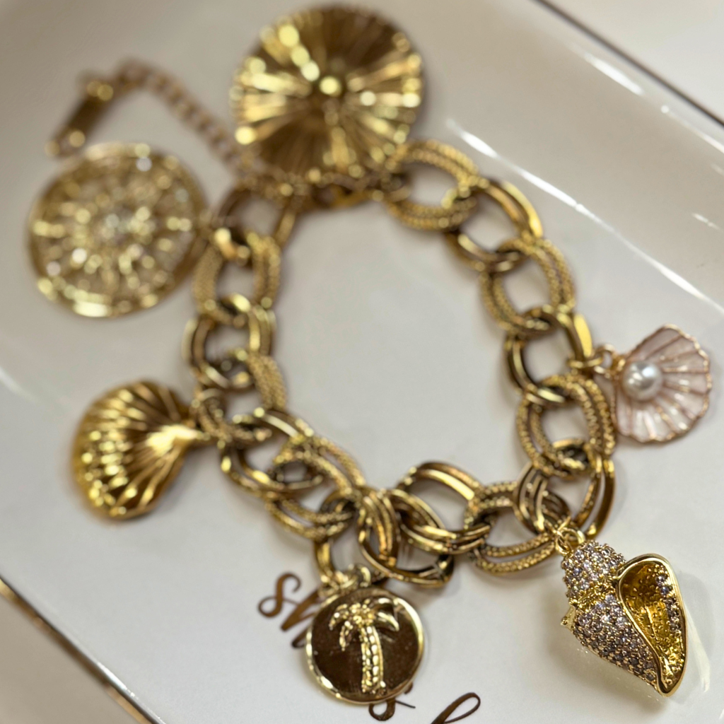 Shell Medallion Charm Bracelet