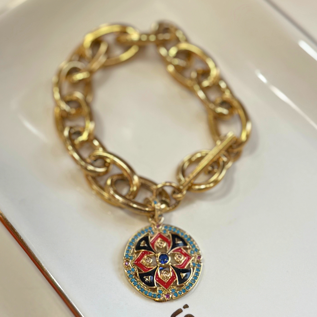 Medallion Sapphire Charm Bracelet