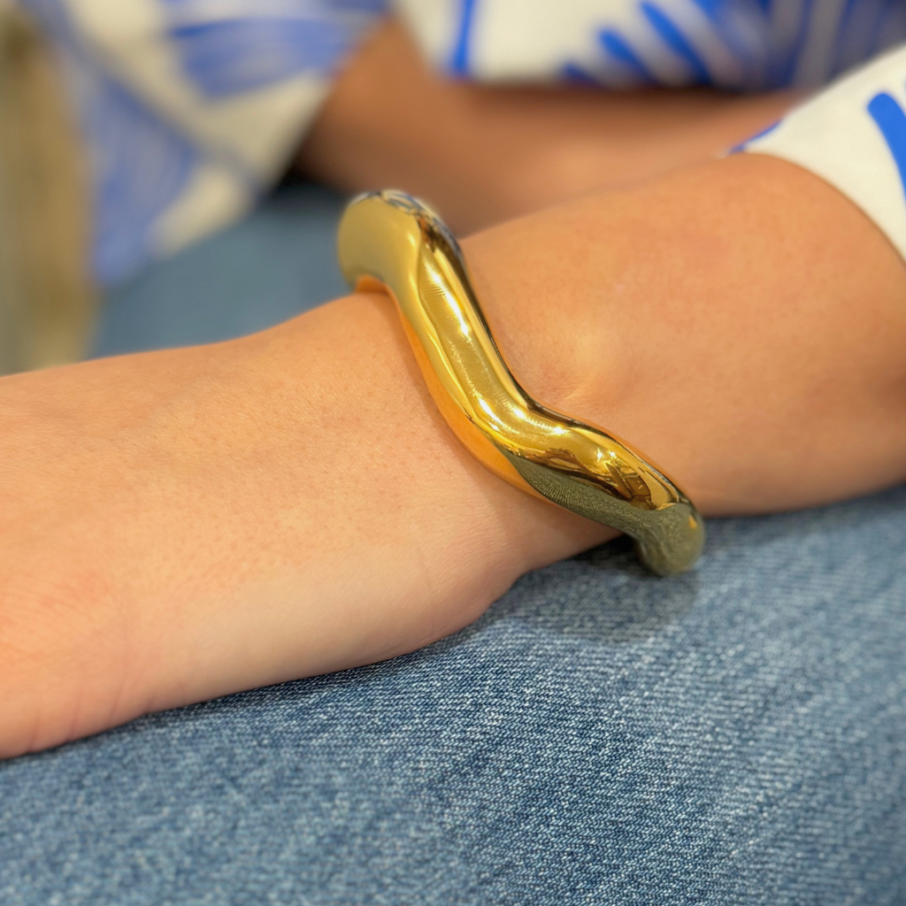 Gold Wide Wave Cuff