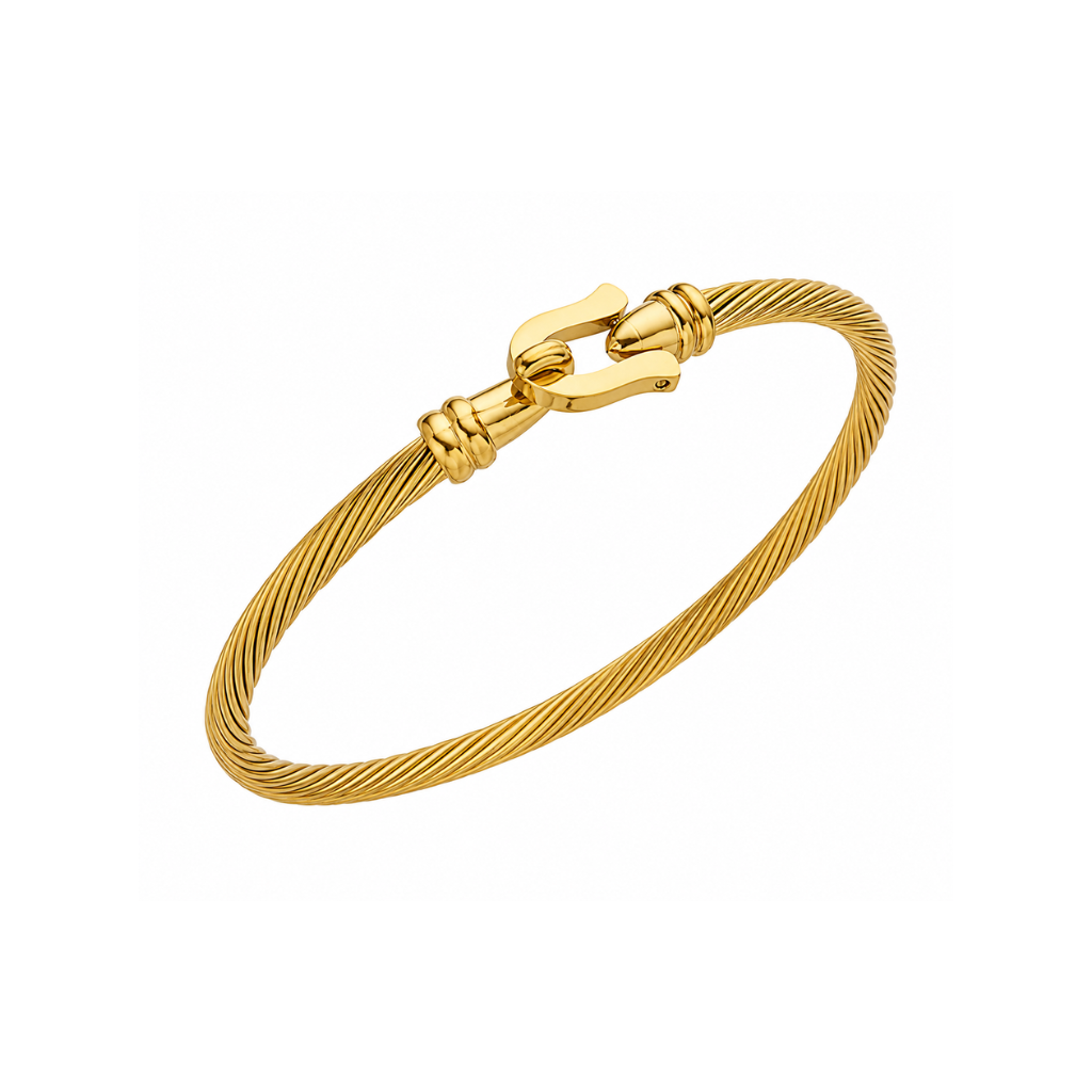 Thin Gold Cable Clasp Bangle- 3mm