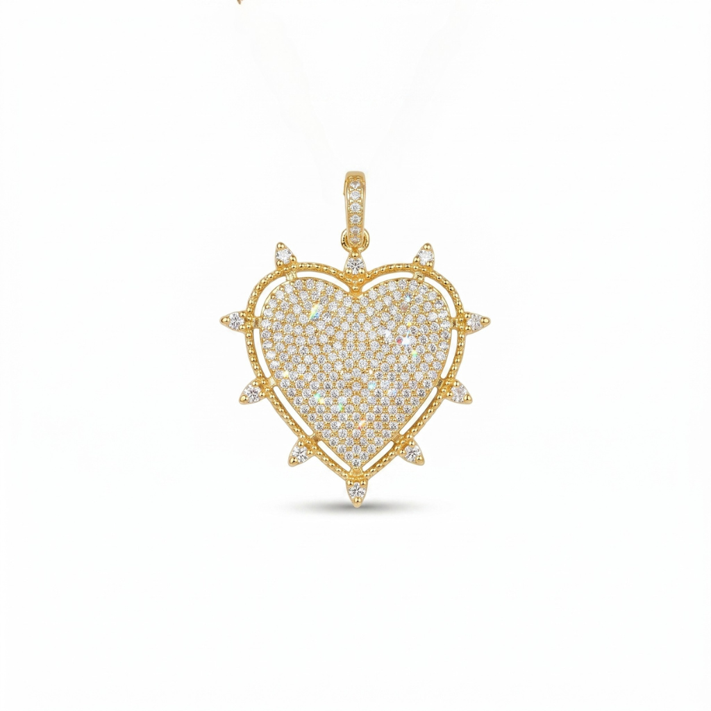 Gold Pavé Heart Charm