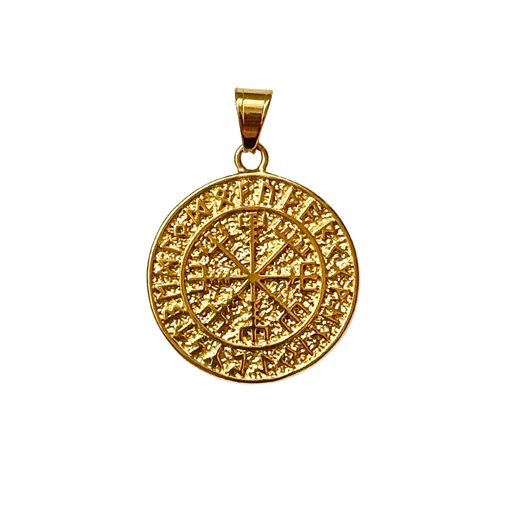 Large Gold Viking Coin Medallion Charm