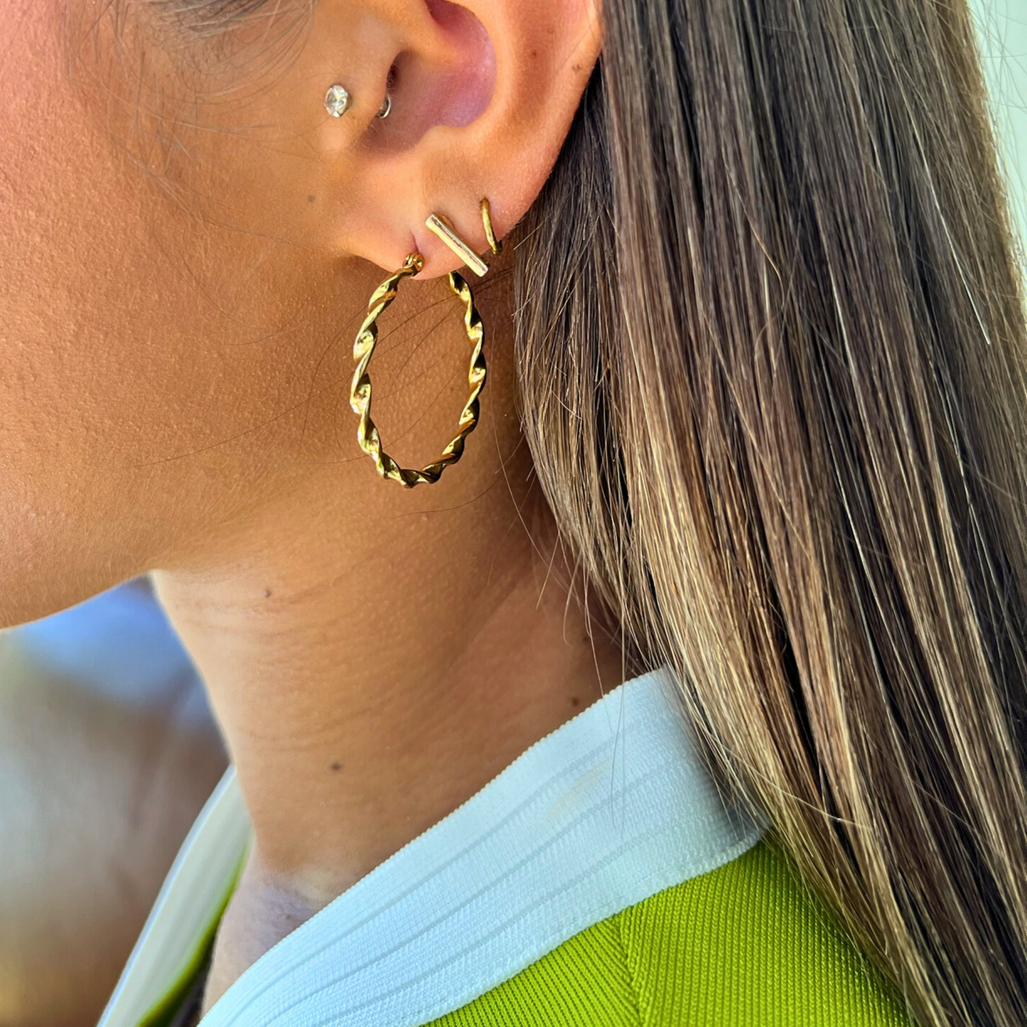 Gold Twist Hoop