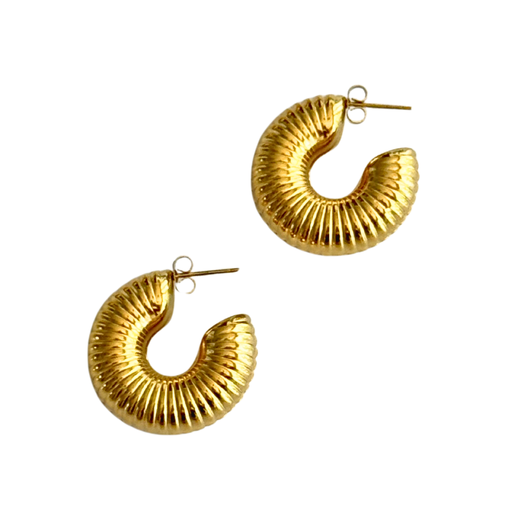 Gold Ribbed Hoop