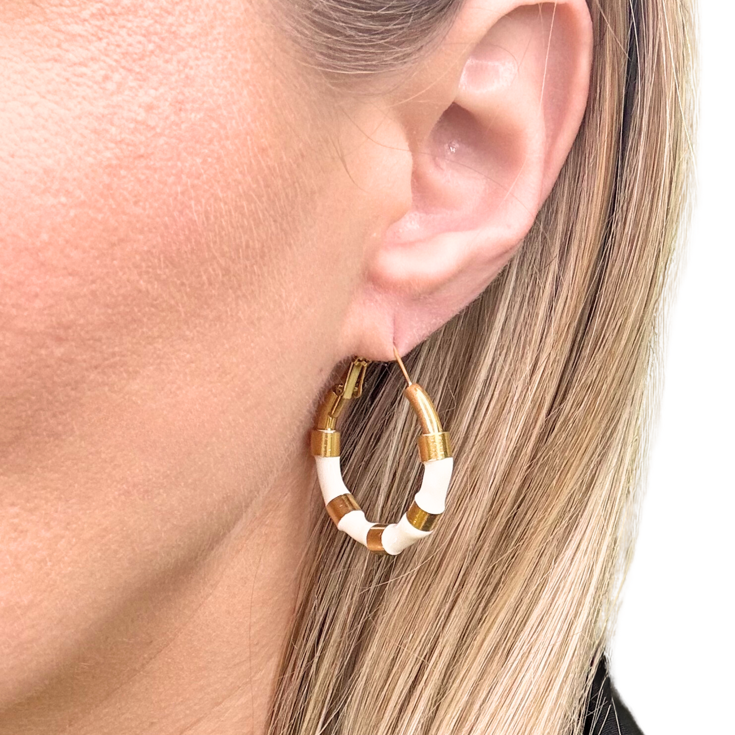 Gold & White Bamboo Hoop