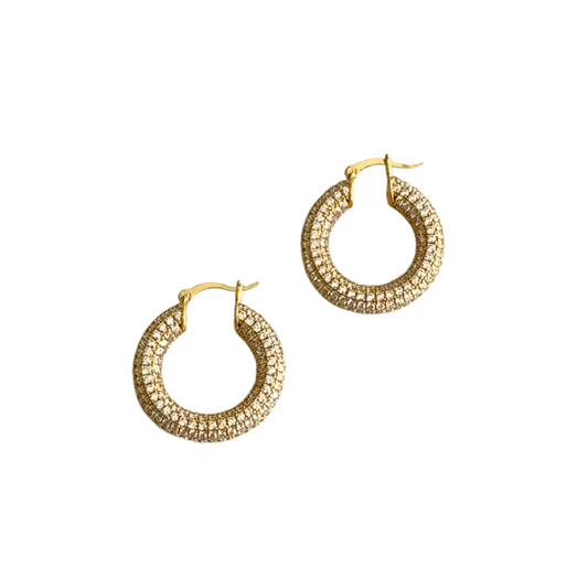 Gold Medium Pavé Hoop