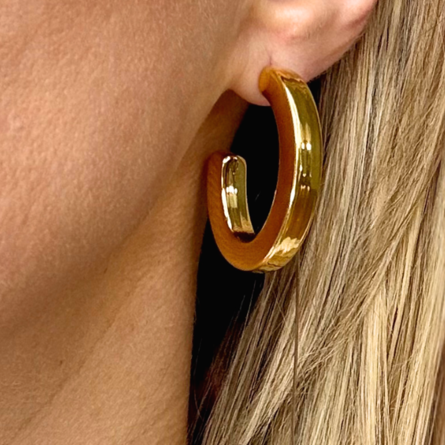 Large Gold C-Shape Hoop