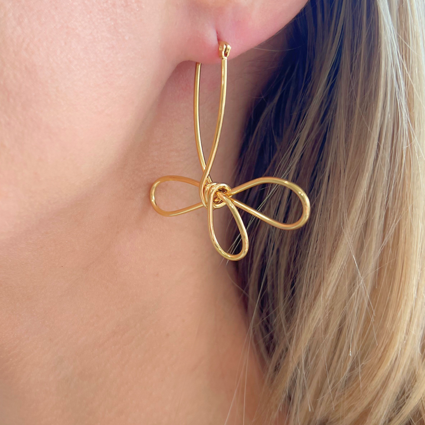 Gold Wire Cross Earring