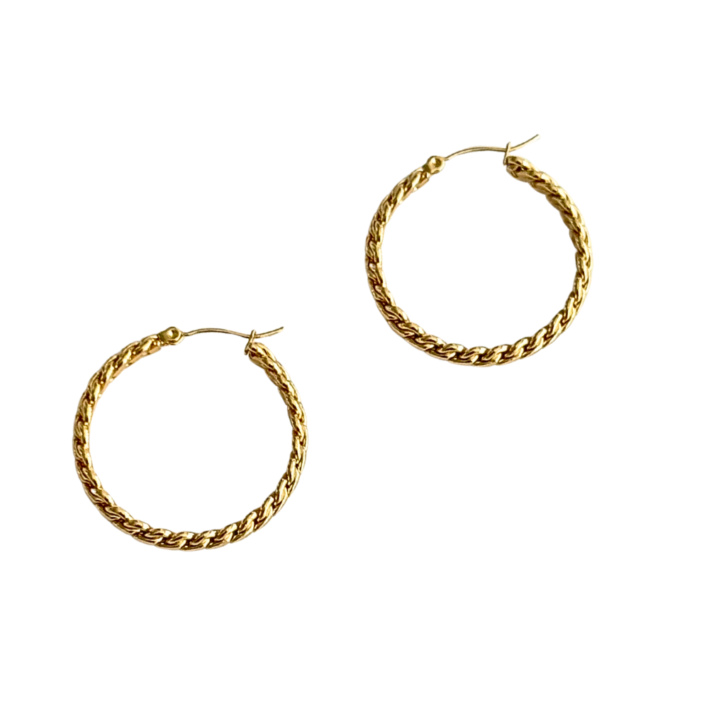 Gold Braided Chain Hoop