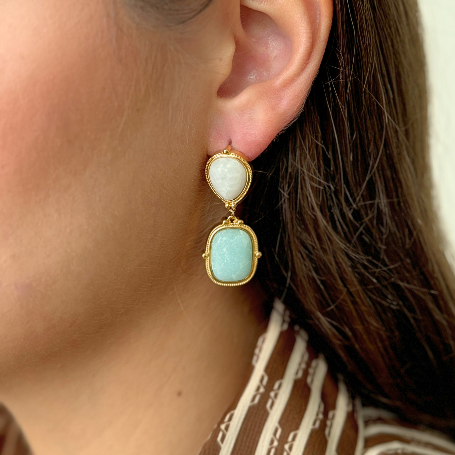 Amazonite Natural Stone Drop Earring