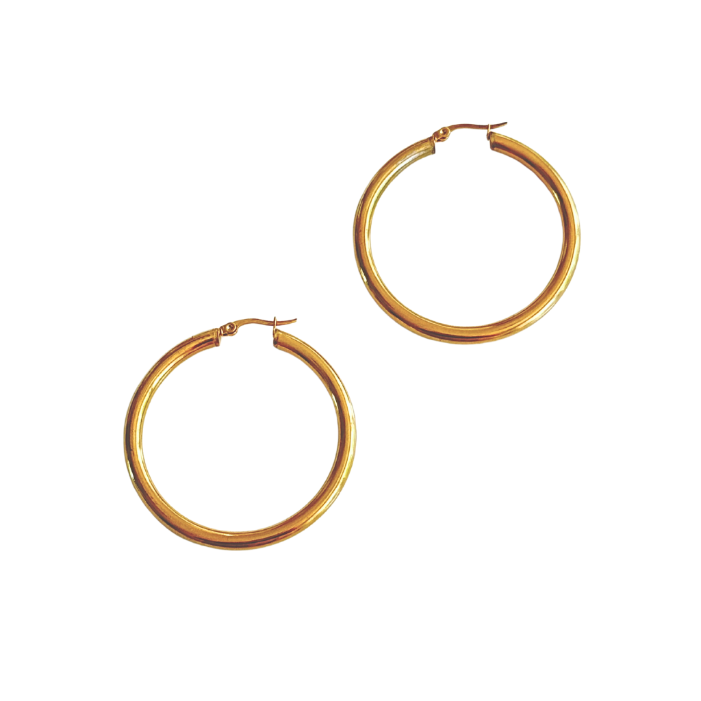 Gold Lever Back Tube Hoop- 1.5"