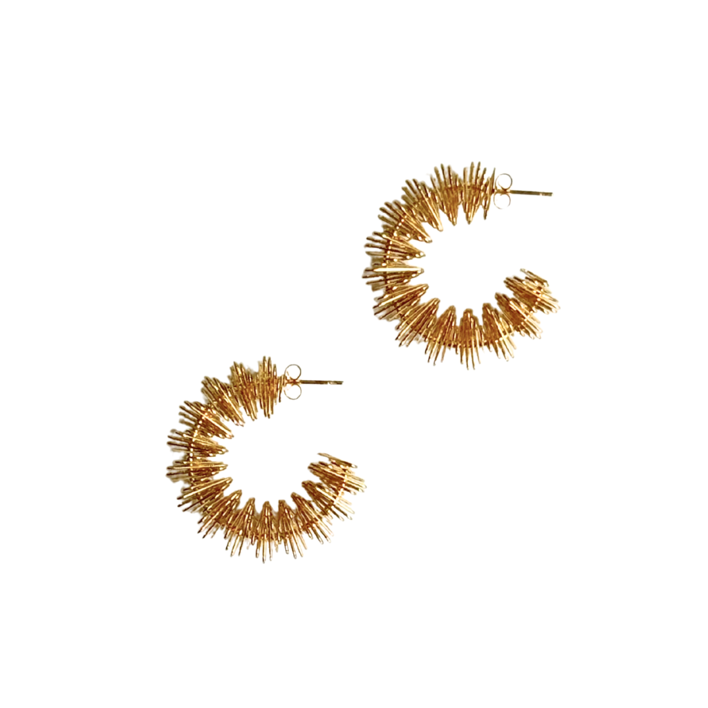 Gold Spiral C-Shape Hoop