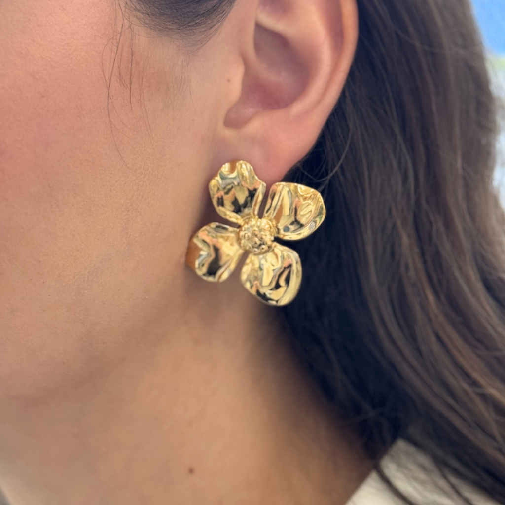 Gold Flower Statement Earring