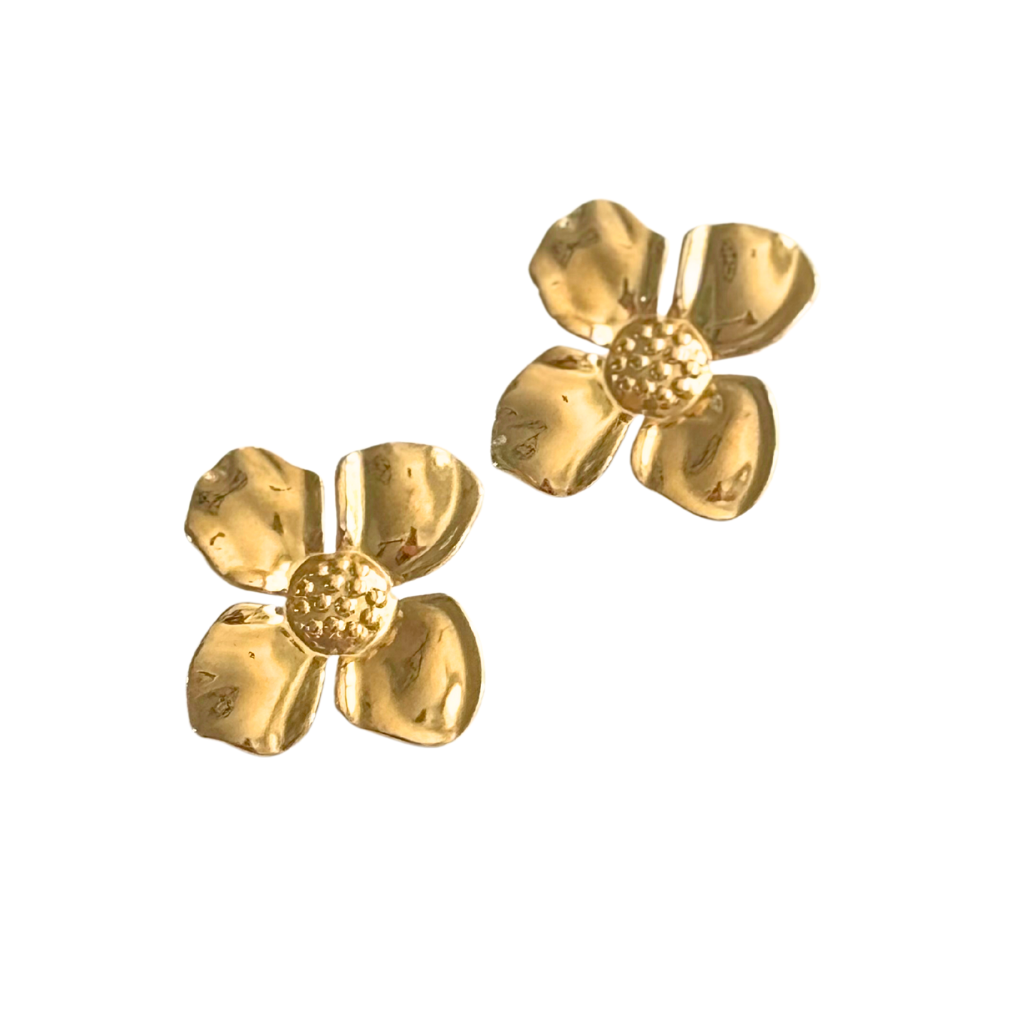 Gold Flower Statement Earring