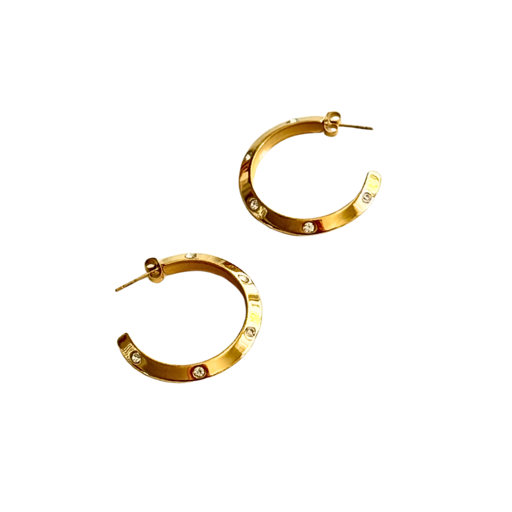 Gold C-Hoop with Cubic Zirconia