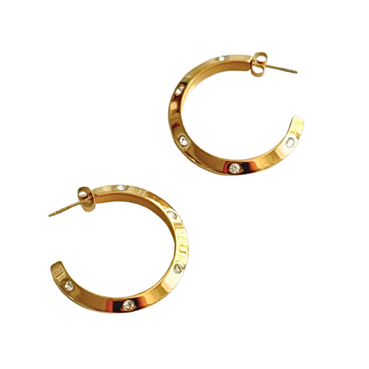 Gold C-Hoop with Cubic Zirconia