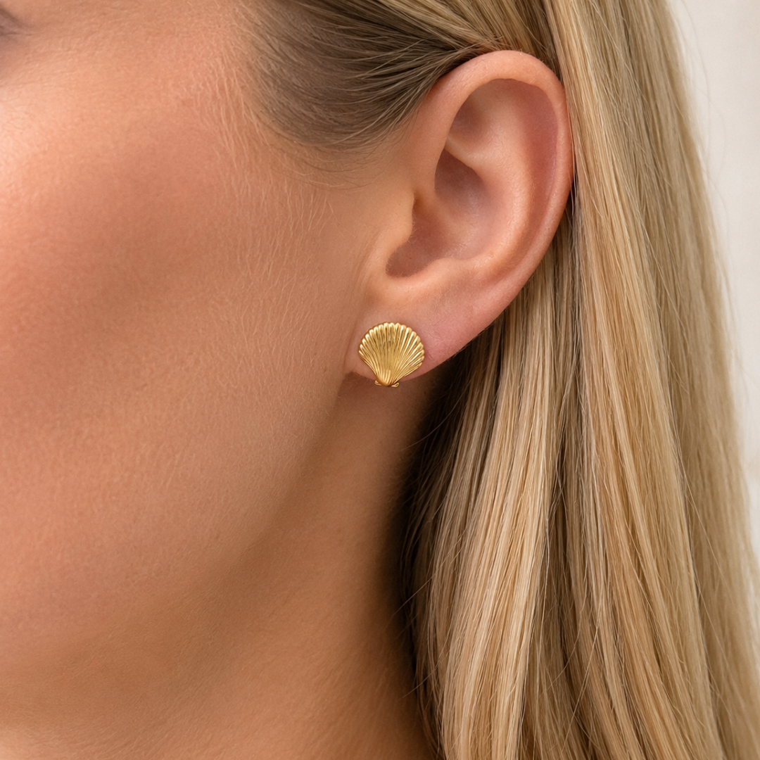 Gold Mini Shell Stud Earring