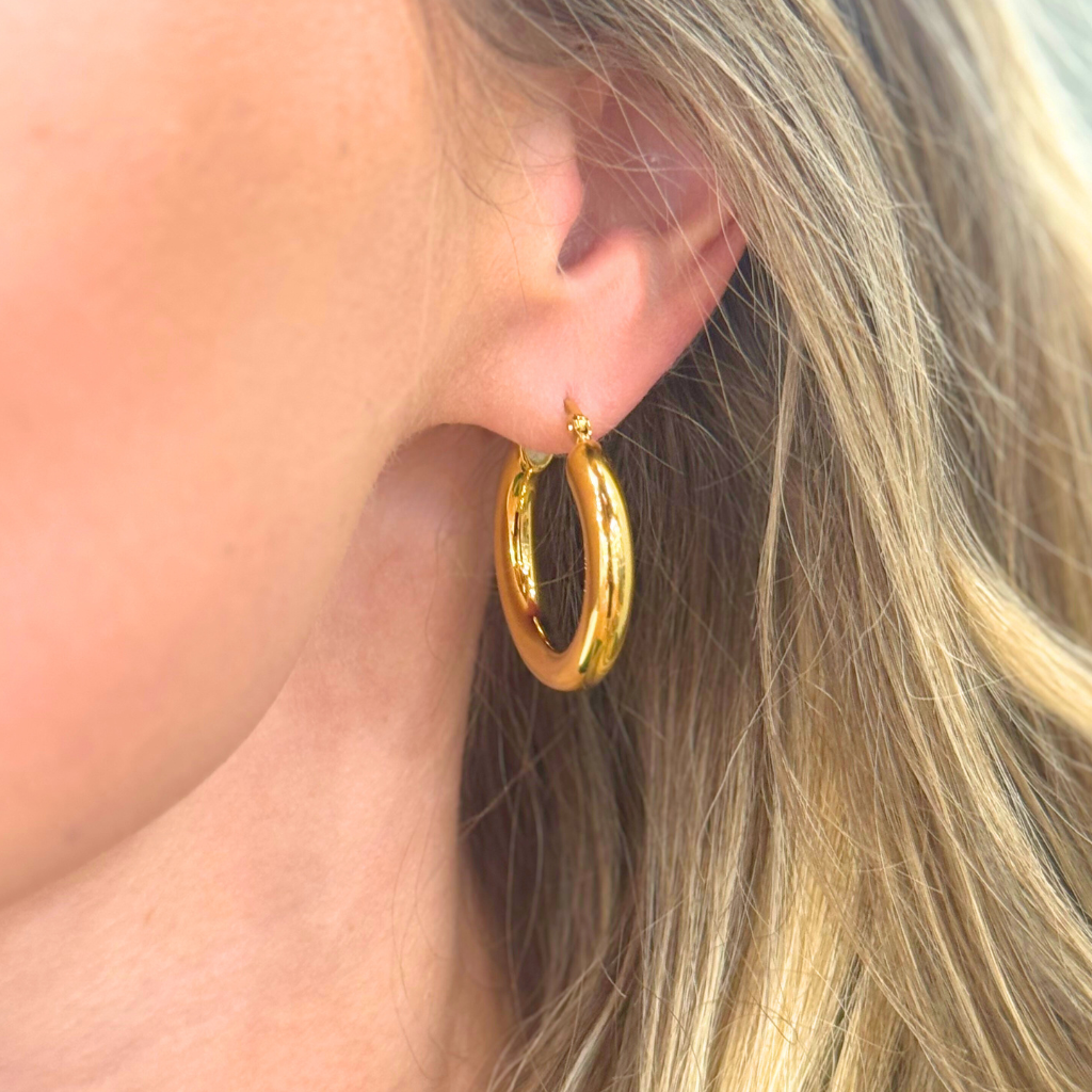 Gold Quarter Lever Back Hoop- 30mm