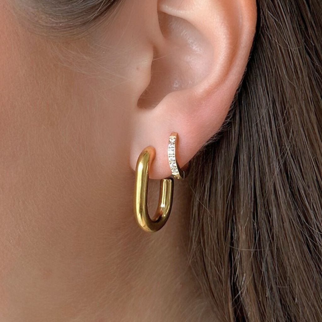 Small Gold Cubic Zirconia Huggies