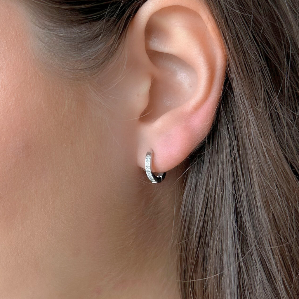 Small Silver Cubic Zirconia Huggies