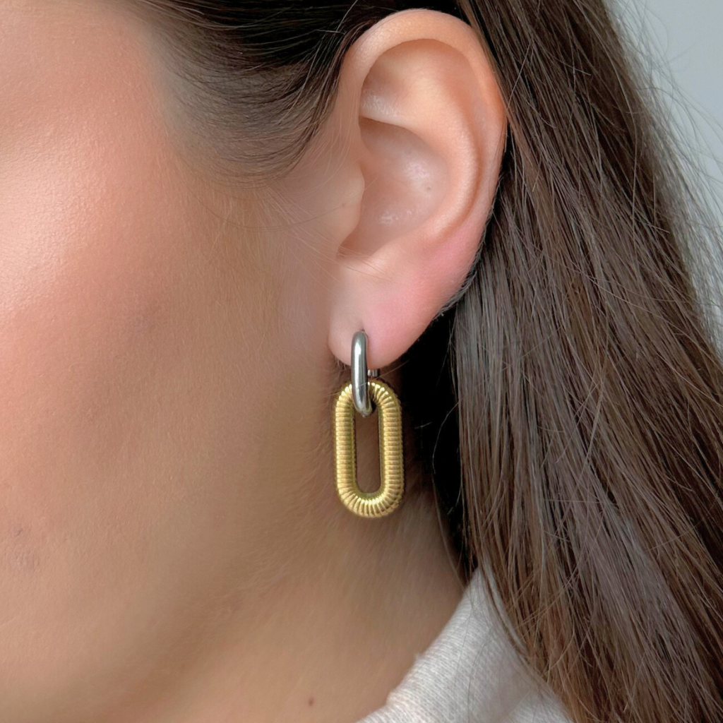 Two-Tone Paperclip Charm Hoop