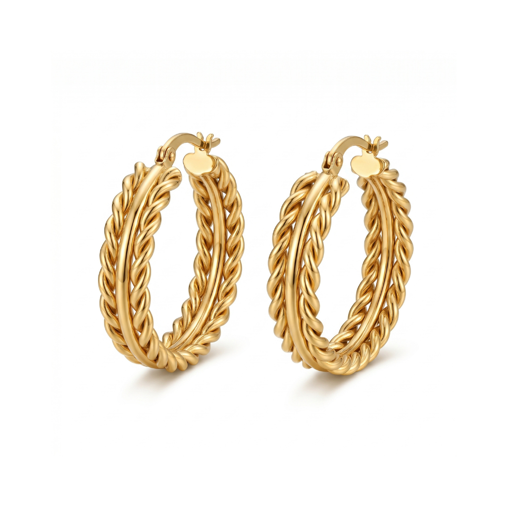 Gold Chain Hoop- 1.3"