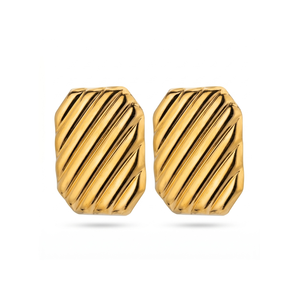 Large Gold Button Earring