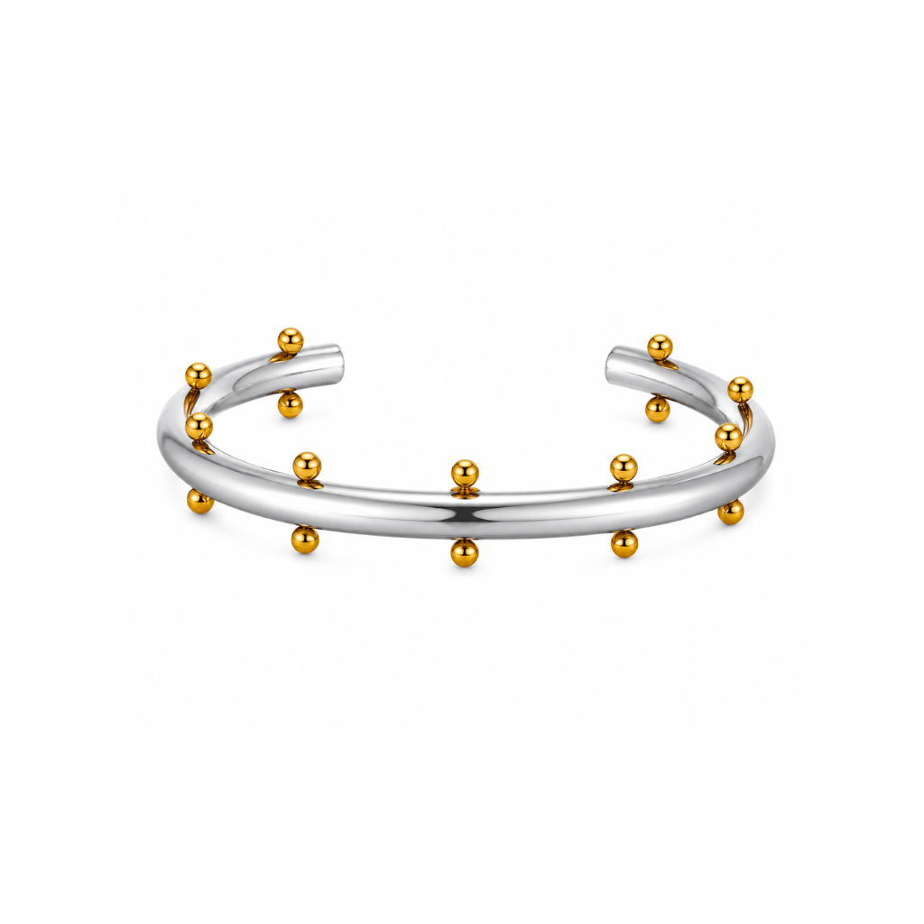 Two-Tone Cuff with Beaded Accents