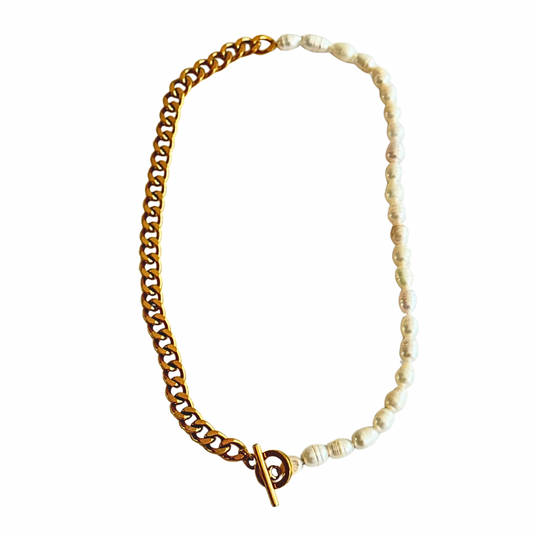 Gold Chain with Freshwater Pearls Necklace