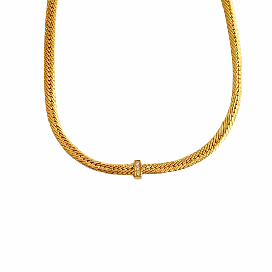 Gold Snake Chain with Cubic Zirconia