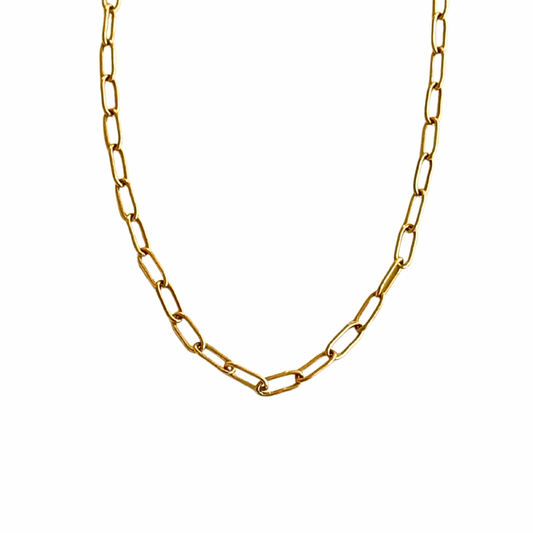 Gold Paperclip Necklace 16"