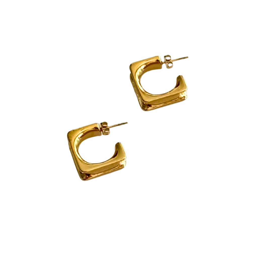 Gold Geometric C-Hoop