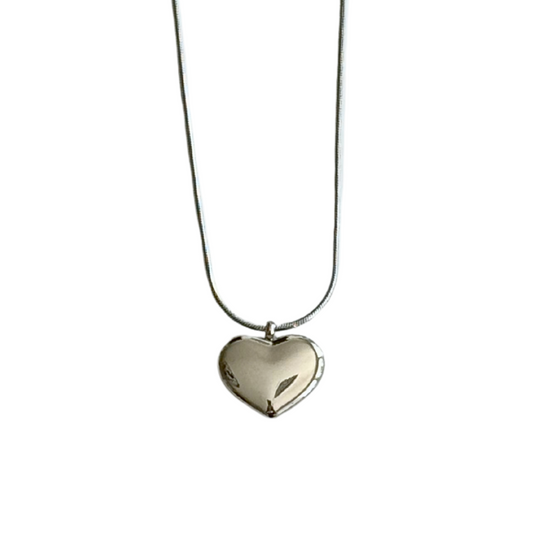 Silver snake chain with small heart charm necklace