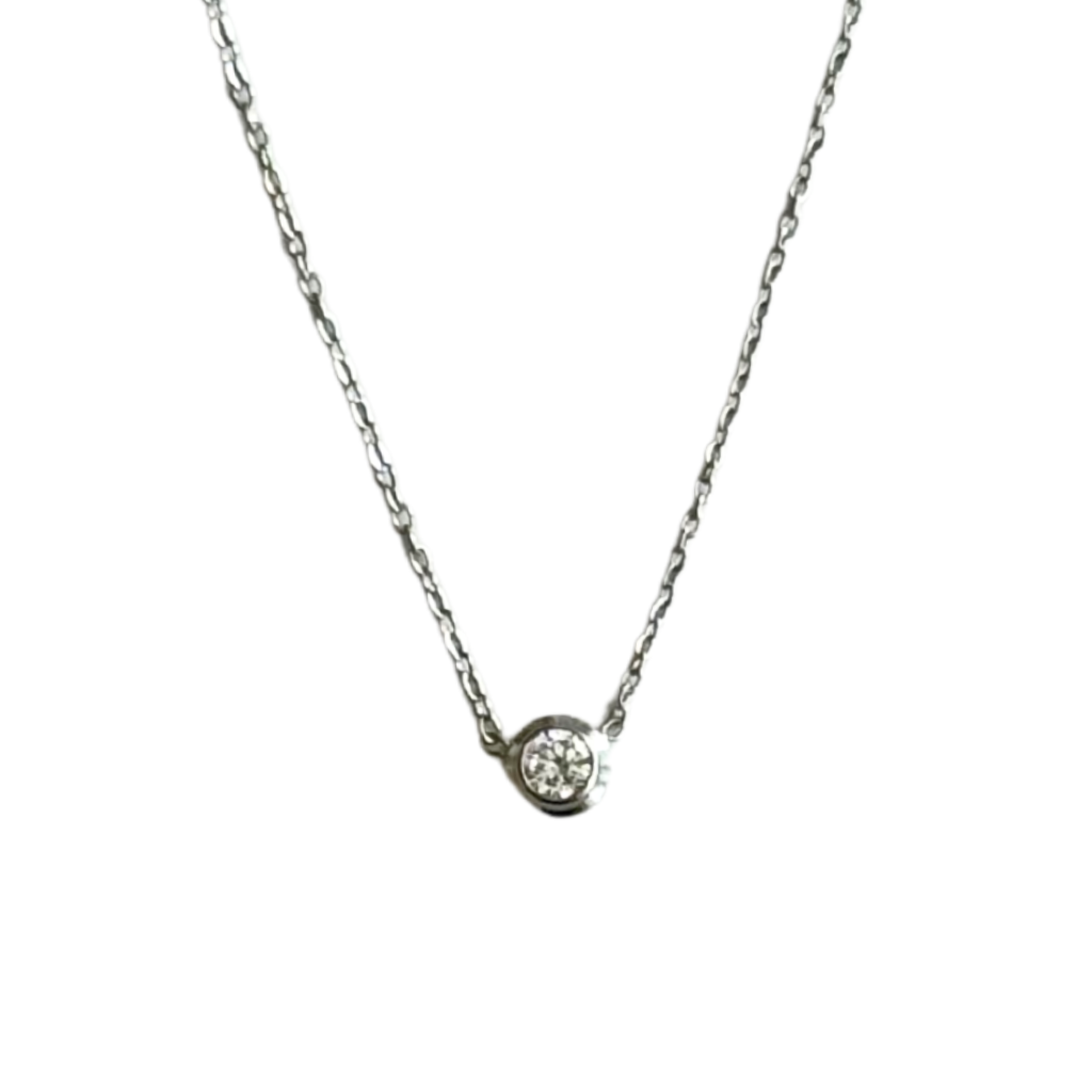 N125 Silver Bezel Set CZ Necklace