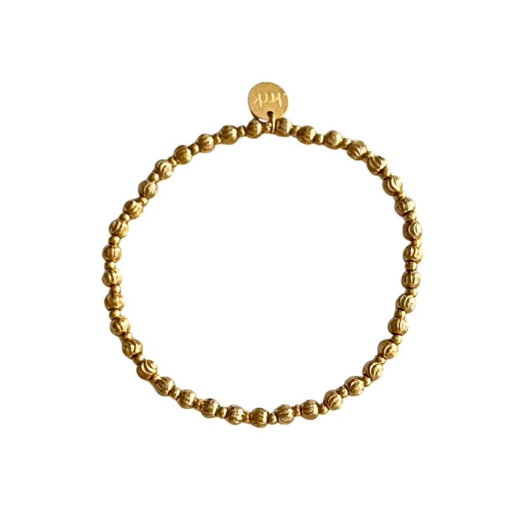 3mm gold bead & 4mm gold textured beaded bracelet