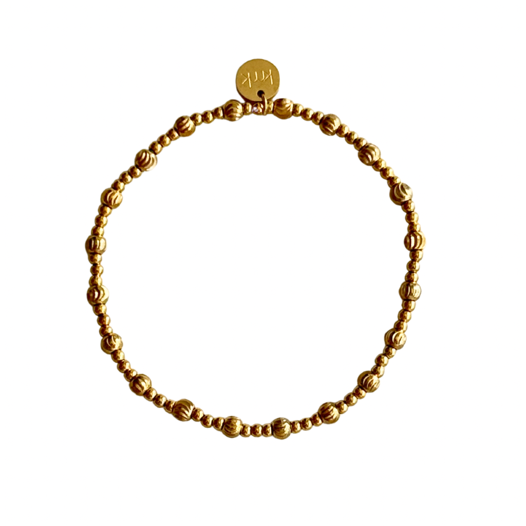 3mm Gold Bead and 4mm Gold Textured Bead Bracelet